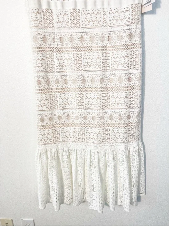 NWT Rachel Parcell Striped Lace Fitted Midi Dress in Lucent White Size Medium - Picture 3 of 7